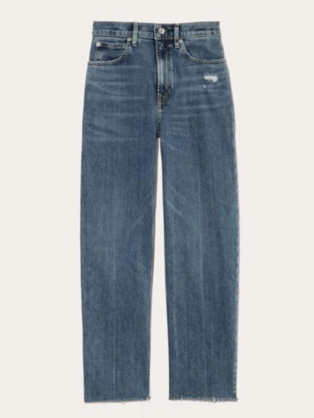 Everlane The Way High Jean‎ Organic Cotton Frayed Hem Mid Wash Size 28